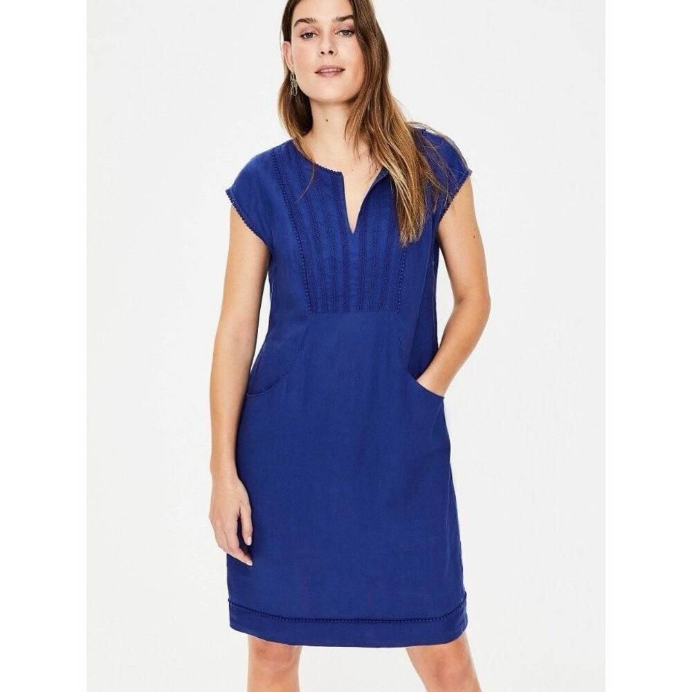 NEW Boden Women’s 2 Petite Jessica Linen Dress in Lapis